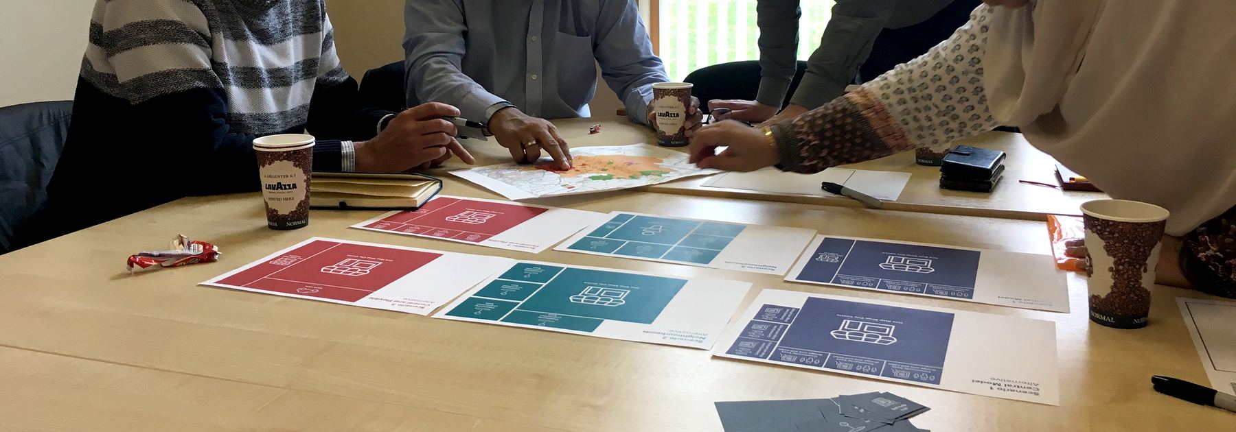 Co-design workshop with colour-coded scenario cards